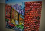 Airbrush Wall Murals Night Life City Scene Mural Hand Painted by "uber Spoony G"