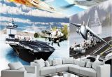 Airplane Wallpaper Murals Beibehang Fighter Aircraft Carrier 3d Large Wall Mural Hd Tv