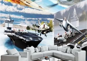 Airplane Wallpaper Murals Beibehang Fighter Aircraft Carrier 3d Large Wall Mural Hd Tv