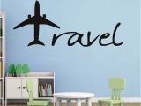 Airplane Wallpaper Murals Cartoon Aircraft Wall Sticker Travel Letters Design Wall Decal Baby