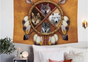 American Indian Wall Murals Blessliving Wolves Dreamcatcher 3d Tapestry Wall Hanging Native