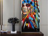 American Indian Wall Murals Native American Indian Girl Canvas Art Wall Paintings Watercolor