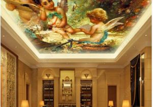 Angel Murals for Walls Custom Ceiling Zenith Mural Wallpaper Cute Angel Oil Painting European Style Living Room Ceiling Zenith Mural Decorative House Wallpaper
