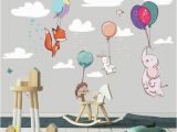 Animal Murals for Nursery Flying Animals Wall Mural Adorable Animals Wallpaper Wall Décor