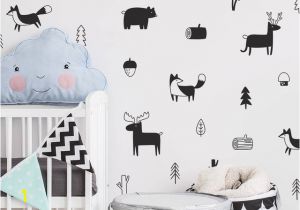 Animal Murals for Nursery nordic Style forest Animal Wall Decals Woodland Tree Nursery Vinyl