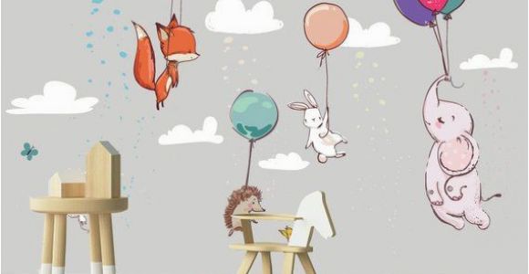 Animal Murals for Walls Flying Animals Wall Mural Adorable Animals Wallpaper Wall