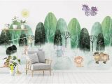 Animal Wall Murals Wallpaper Kids Wallpaper Cartoon Tree and Animals Wall Mural Child