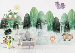 Animal Wall Murals Wallpaper Kids Wallpaper Cartoon Tree and Animals Wall Mural Child