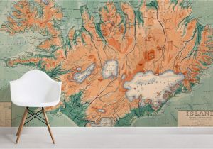 Antique Map Wall Mural Iceland Vintage Map Mural Wallpaper