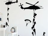 Army Wall Murals Helicopter Army sol R Wall Stickers Vinyl Art Decals Teens Boys