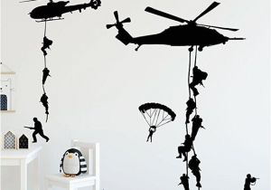 Army Wall Murals Helicopter Army sol R Wall Stickers Vinyl Art Decals Teens Boys