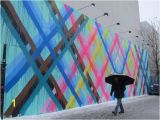 Art Nouveau Wall Murals Maya Hayuk Paints Fluorescent Stripes for Her New Bowery Mural