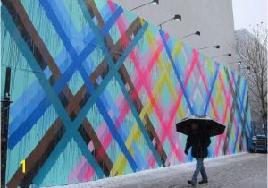 Art Nouveau Wall Murals Maya Hayuk Paints Fluorescent Stripes for Her New Bowery Mural