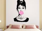 Audrey Hepburn Wall Mural Audrey Hepburn Bubble Gum Beauty Hair Salon Wall Decal Sticker Art
