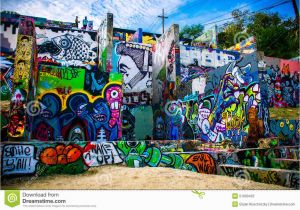 Austin Texas Wall Murals Graffiti Wand Austin Texas Redaktionelles Stockfoto Bild