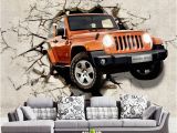 Automotive Wall Murals Custom 3d Wallpaper Car Broken Wall Decorations Living Room