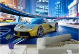 Automotive Wall Murals Custom 3d Wallpaper Stereo City Night View Sports Car Murals