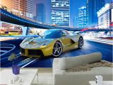 Automotive Wall Murals Custom 3d Wallpaper Stereo City Night View Sports Car Murals