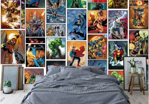 Avengers Full Size Wall Mural Großhandel Klassische Marvel Ics Wallpaper Spiderman Iron Man Batman Mural Individuelle 3d Bilder Für Kinder Jungen Schlafzimmer Kindergarten