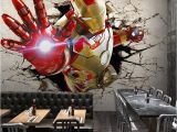 Avengers Wall Mural Uk 3d Stereo Custom Lo Otive Murals Iron Man Broken Wall