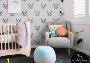 Baby Boy Nursery Murals Panda Wallpaper Watercolor Pastel Pale Wall Mural Kids Room