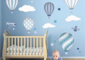 Baby Boy Wall Murals Baby Boys Wall Stickers Hot Air Balloon Decals Planes White