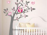 Baby Girl Nursery Murals Owl Vinyl Tree Wall Sticker Decals Mural Wallpaper Children Kids