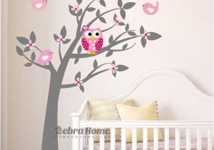 Baby Girl Nursery Murals Owl Vinyl Tree Wall Sticker Decals Mural Wallpaper Children Kids