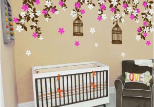 Baby Girl Wall Murals Floral Wall Decals Cherry Blossom Tree Decals Kids Wall Decals Baby Nursery Decals Pink White Girl Wall Art Cherry Blossom Vines