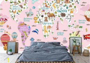 Baby Girl Wall Murals Girl Kids Wallpaper Kids Pink World Map Wall Mural Nursery Map Wall Decor Girls Boys Bedroom Wall Art Kindergarten Wall Paint Art Baby Room