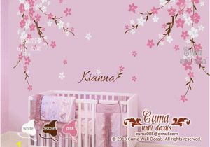 Baby Girl Wall Murals Nursery Wall Decal Baby Girl and Name Wall Decals Flowers