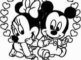 Baby Mickey Mouse and Friends Coloring Pages Baby Mickey and Minnie Heart Coloring Page