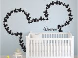 Baby Name Wall Murals Mice Ears Children Wall Decal Mickey Mouse Head Custom Baby Name Wall Stickers Nursery Kids Teen Girl Decals Kid Boys Room Decor H851