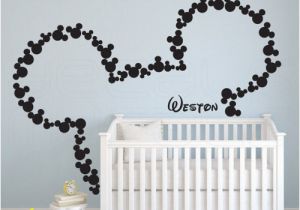 Baby Name Wall Murals Mice Ears Children Wall Decal Mickey Mouse Head Custom Baby Name Wall Stickers Nursery Kids Teen Girl Decals Kid Boys Room Decor H851