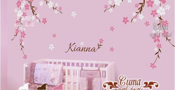 Baby Name Wall Murals Nursery Wall Decal Baby Girl and Name Wall Decals Flowers