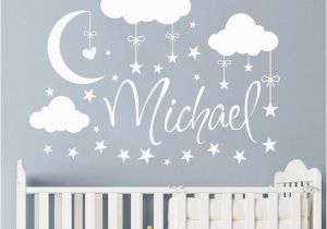 Baby Name Wall Murals Personalized Name Wall Decal Clouds Moon Stars Wall Sticker Babys Bedroom Decor Customized Name Vinyl Nursery Wall Mural the Wall Stickers Tinkerbell