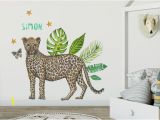 Baby Name Wall Murals Wall Sticker with Name Leopard Kids Room Styling Newborn Baby Child Baby Room 70x50cm Handpainted Watercolor