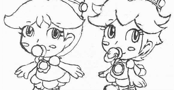 Baby Peach and Baby Daisy Coloring Pages Baby Peach and Baby Daisy and Baby Rosalina Free