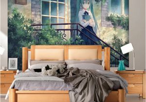 Back to the Wall Murals Hatsune Miku Wallpaper Anime Girls Wall Mural Custom 3d Wallpaper for Walls Vocaloid Bedroom Living Room Dormitory School Designer Hd A