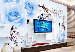 Backlit Wall Murals Beibehang Custom 3d Wallpaper Blue Rose Vine Landscape Art Mural