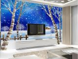 Backlit Wall Murals Home Decor Wall Papers 3d Cartoon Snow Village Wallpaper Mural