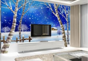 Backlit Wall Murals Home Decor Wall Papers 3d Cartoon Snow Village Wallpaper Mural