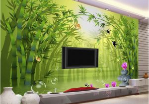 Bamboo Mural Walls Custom Mural Wallpaper Roll 3d Stereoscopic Green Bamboo forest Tv