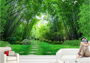 Bamboo Mural Walls Custom Wall Paper 3d Green Bamboo forest Wall Painting