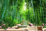 Bamboo Mural Walls Custom Wallpaper 3d Green forest Bamboo Nature Scenery Mural