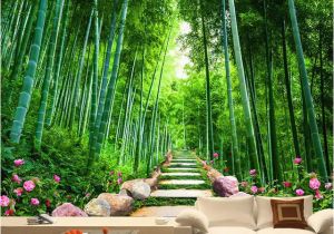 Bamboo Mural Walls Custom Wallpaper 3d Green forest Bamboo Nature Scenery Mural