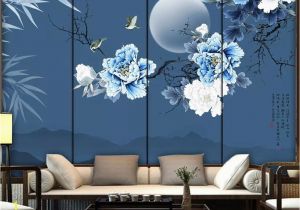 Bamboo Wall Decals Murals Beibehang Wallpaper Mural Chinese Style Bamboo Leaves Peony Flowers