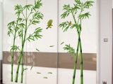 Bamboo Wall Decals Murals Shijuehezi] Green Bamboo Plant Birds Pastoral Style Wall Sticker for