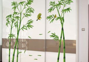 Bamboo Wall Decals Murals Shijuehezi] Green Bamboo Plant Birds Pastoral Style Wall Sticker for