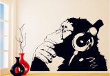 Banksy Wall Murals Banksy Vinyl Wandtattoo Affe Mit Kopfhörer Banksy Stil Wandkunst